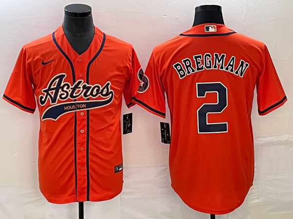 Men's Houston Astros Alex Bregman #2 Orange Replica Jersey Joint Edition