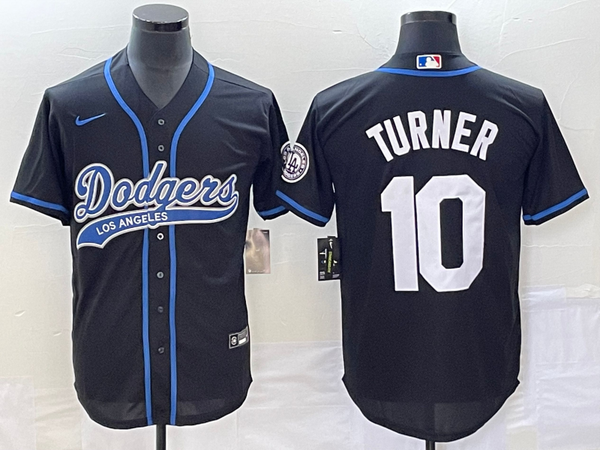 Men's Los Angeles Dodgers Justin Turner #10 Black Player Jersey Joint Edition