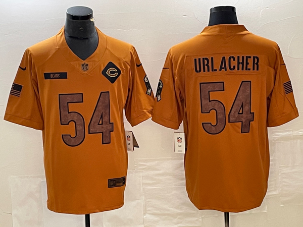 Men's Chicago Bears Brian Urlacher #54 Brown 2023 Salute To Service Retired Player Limited Jersey