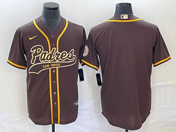 Men's San Diego Padres Brown Replica Blank Jersey Joint Edition