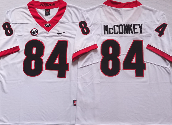 Men's Georgia Bulldogs Ladd McConkey #84 White Player Game Jersey