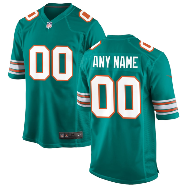 Custom Miami Dolphins Aqua Alternate Game Jersey