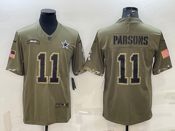 Men's Dallas Cowboys Micah Parsons #11 Olive 2022 Salute To Service Limited Jersey