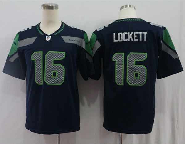 Men's Seattle Seahawks Tyler Lockett #16 Navy Game Jersey