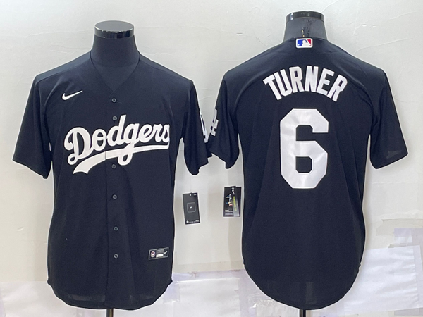 Men's Los Angeles Dodgers Trea Turner #6 Black Replica Baseball Jersey