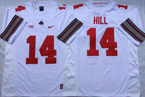 Men's Ohio State Buckeyes K.J. Hill #14 White Player Game Jersey