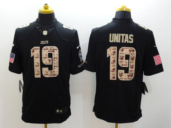 Men's Indianapolis Colts Johnny Unitas #19 Black Game Player Jersey