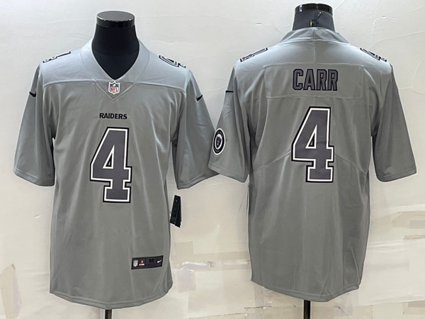 Men's Las Vegas Raiders Derek Carr #4 Gray Atmosphere Fashion Game Jersey