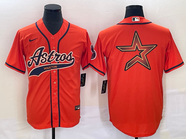 Men's Houston Astros Orange Replica Authentic Jersey Joint Edition