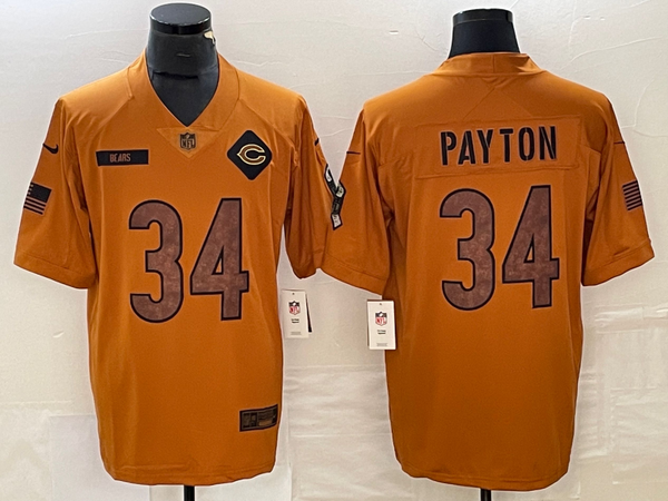 Men's Chicago Bears Walter Payton #34 Brown 2023 Salute To Service Retired Player Limited Jersey