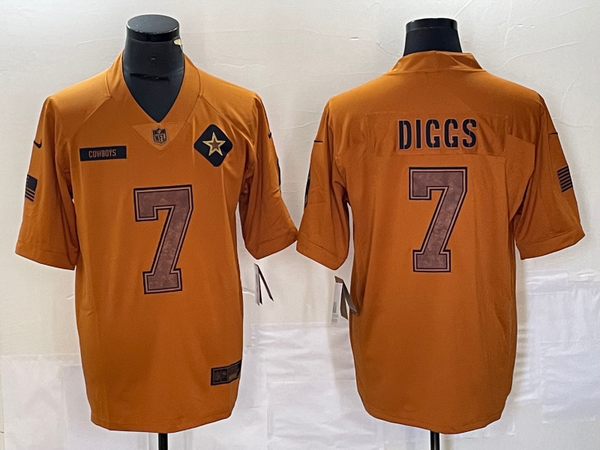 Men's Dallas Cowboys Trevon Diggs #7 Brown 2023 Salute To Service Limited Jersey