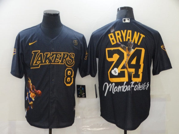 Men's Los Angeles Dodgers Kobe Bryant #8-24 Black Alternate Game Jersey