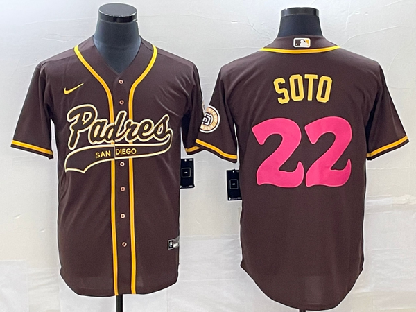 Men's San Diego Padres Juan Soto #22 Brown Replica Player Jersey Joint Edition