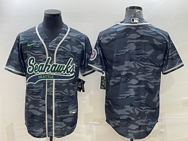 Men's Seattle Seahawks Grey Camouflage Blank Jersey