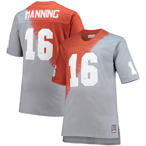 Men's Tennessee Volunteers Peyton Manning #16 Orange/Gray Tie-Dye V-Neck T-Shirt Jersey