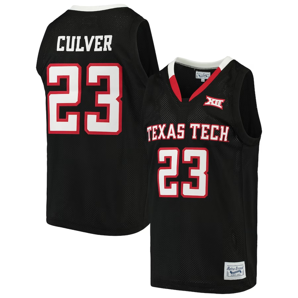 Men's Texas Tech Red Raiders Jarrett Culver #23 Black Player Game Jersey