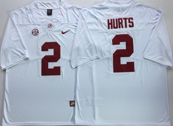 Men's Alabama Crimson Tide Jalen Hurts #2 White Player Game Jersey