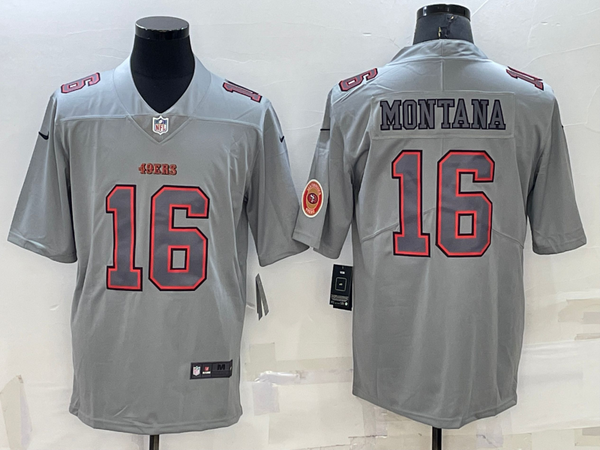 Men's San Francisco 49ers Joe Montana #16 Gray Atmosphere Game Jersey