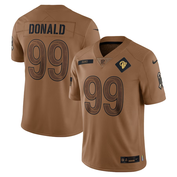 Men's Los Angeles Rams Aaron Donald #99 Brown 2023 Salute To Service Limited Jersey