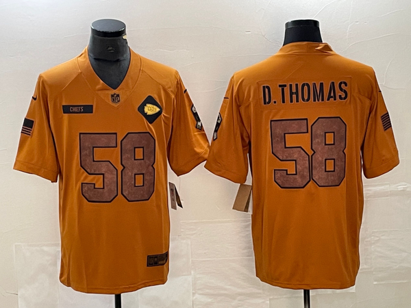 Men's Kansas City Chiefs Derrick Thomas #58 Brown 2023 Salute To Service Retired Player Limited Jersey