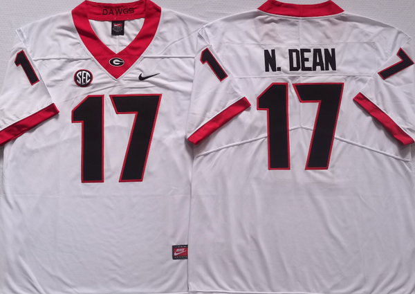 Men's Georgia Bulldogs Nakobe Dean #17 White Player Game Jersey