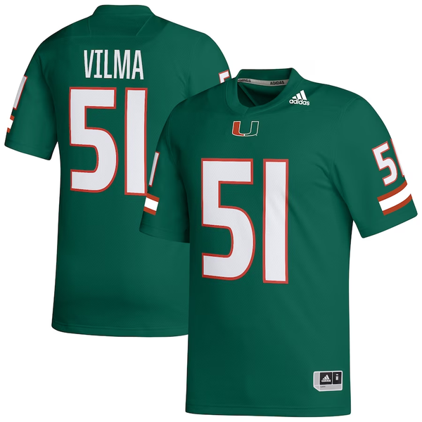 Men's Miami Hurricanes Jonathan Vilma #51 Green Retired Football Player Jersey