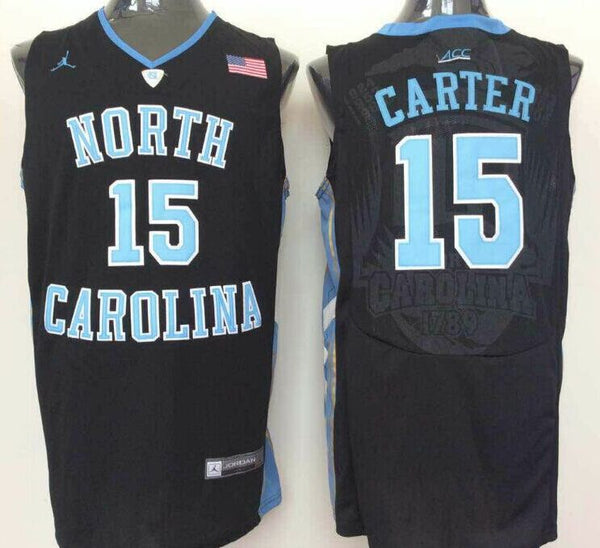 Men's North Carolina Tar Heels Vince Carter #15 Black Player Game Jersey