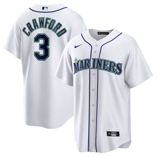 Men's Seattle Mariners JP Crawford #3 White Home Replica Jersey