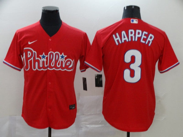 Men's Philadelphia Phillies #3 Bryce Harper Majestic Red Jersey