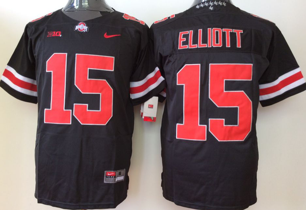 Men's Ohio State Buckeyes Ezekiel Elliott #15 Black Player Game Jersey