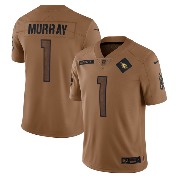 Men's Arizona Cardinals Kyler Murray #1 Brown 2023 Salute To Service Limited Jersey