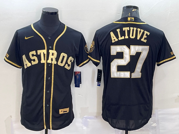 Men's Houston Astros Jose Altuve #27 Black Replica Baseball Jersey