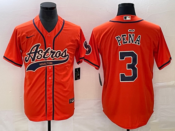 Men's Houston Astros Jeremy Pena #3 Orange Replica Jersey Joint Edition