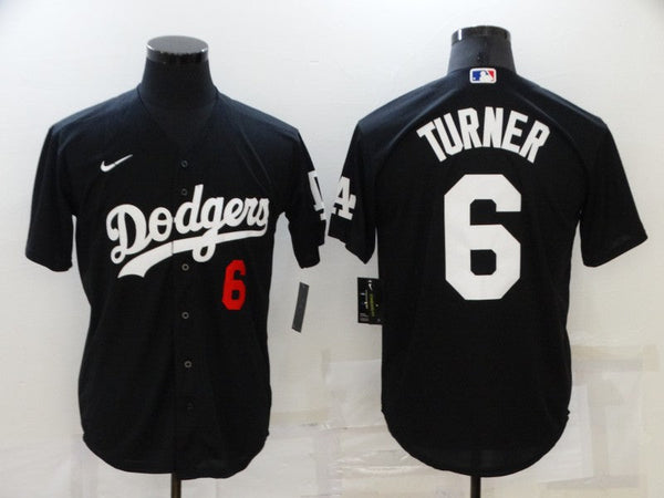 Men's Los Angeles Dodgers Trea Turner #6 Black Stitched Jersey