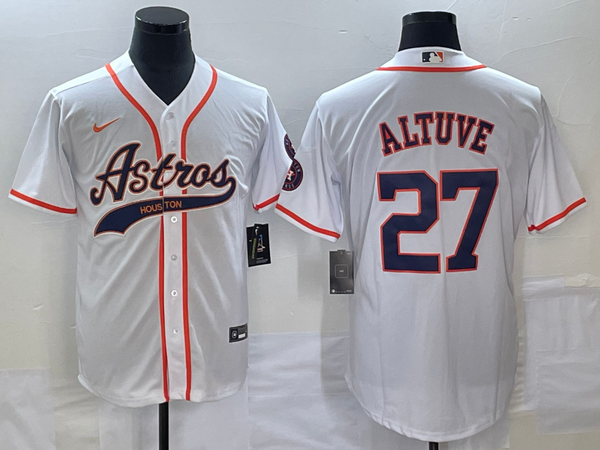 Men's Houston Astros Jose Altuve #27 White Replica Jersey Joint Edition