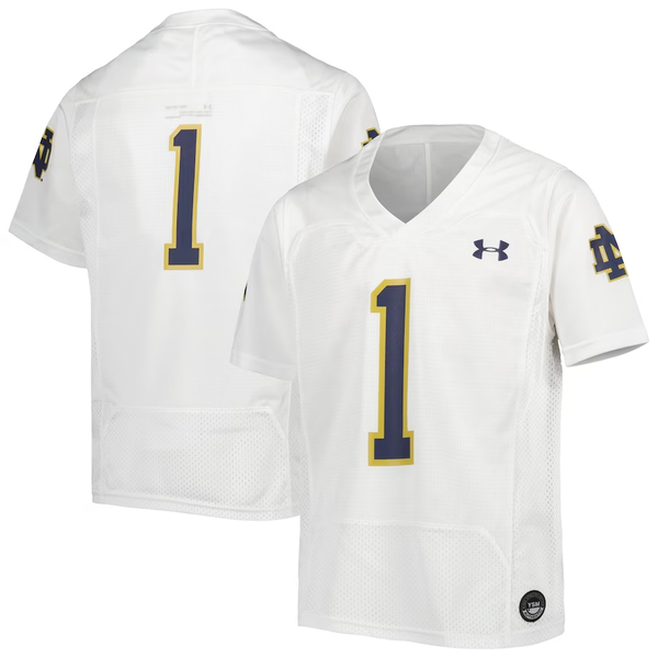 Men's Notre Dame Fighting Irish Under Armour #1 White Player Game Jersey