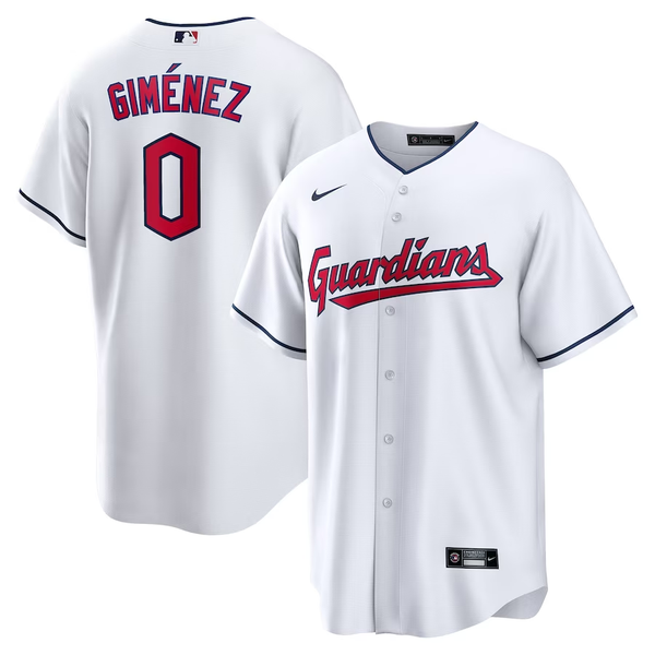 Men's Cleveland Guardians Andres Gimenez #0 White Home Replica Player Jersey