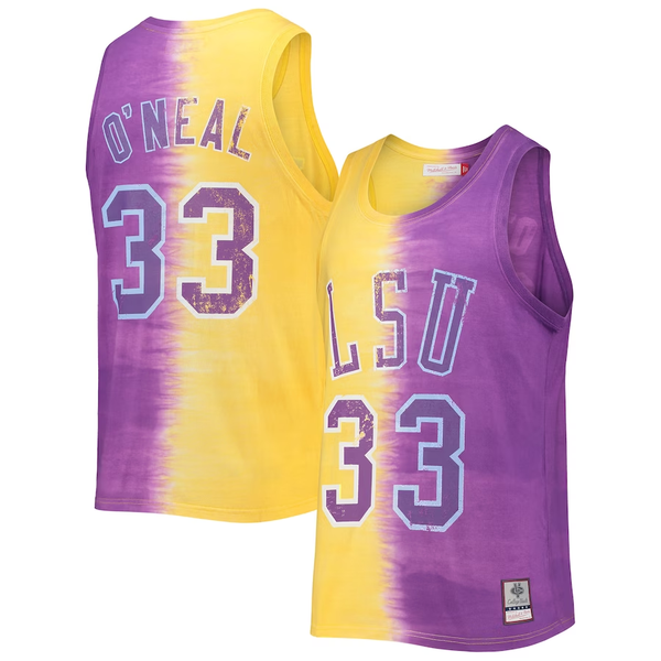 Men's LSU Tigers Shaquille O'Neal #33 Purple/Gold  Tie-Dye Tank Top