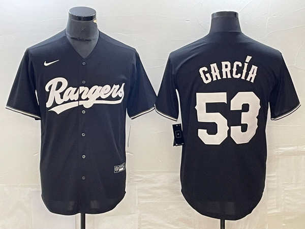 Men's Texas Rangers Adolis Garcia #53 Black Replica Player Jersey