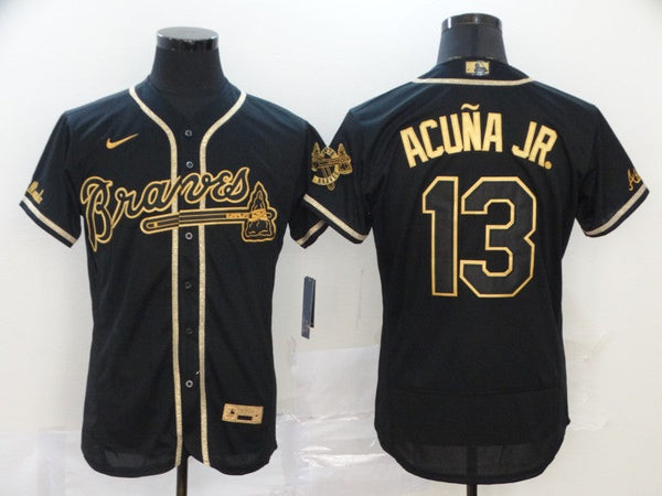 Men's Atlanta Braves Ronald Acu?a Jr. #13 Black Replica Player Jersey