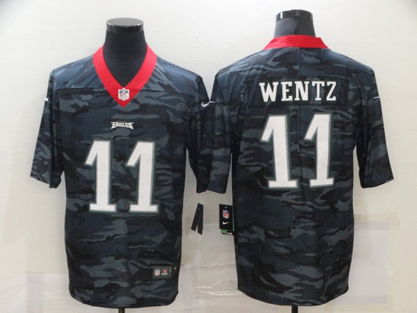 Men's Philadelphia Eagles Carson Wentz #11 Grey Camouflage Game Jersey