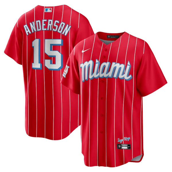 Men's Miami Marlins Brian Anderson #15 Red City Connect Replica Player Jersey