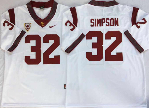 Men's USC Trojans O.J. Simpson #32 White Alumni Player Game Jersey