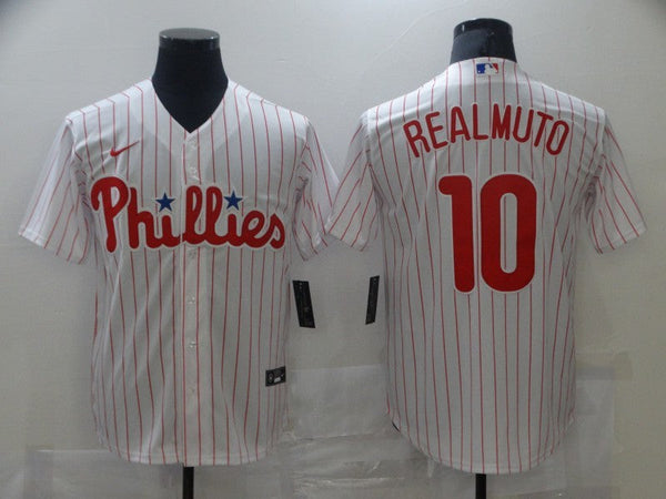 Men's Philadelphia Phillies J.T. Realmuto #10 White Replica Baseball Jersey