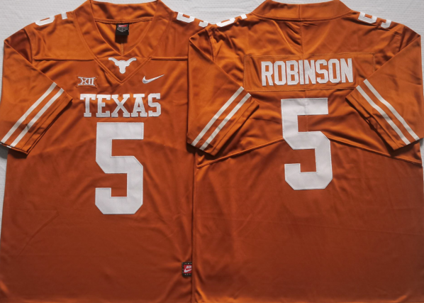 Men's Texas Longhorns Bijan Robinson #5 Orange Replica Team Jersey