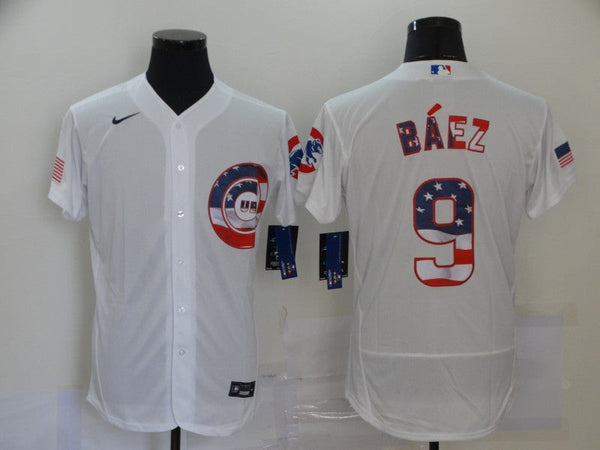 Men's Chicago Cubs Javier Baez #9 White Fashion Stitched Jersey