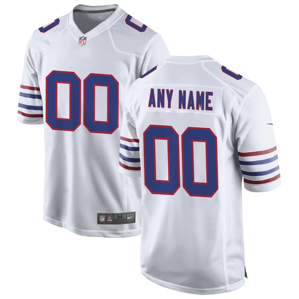 Custom Buffalo Bills White Alternate Game Jersey