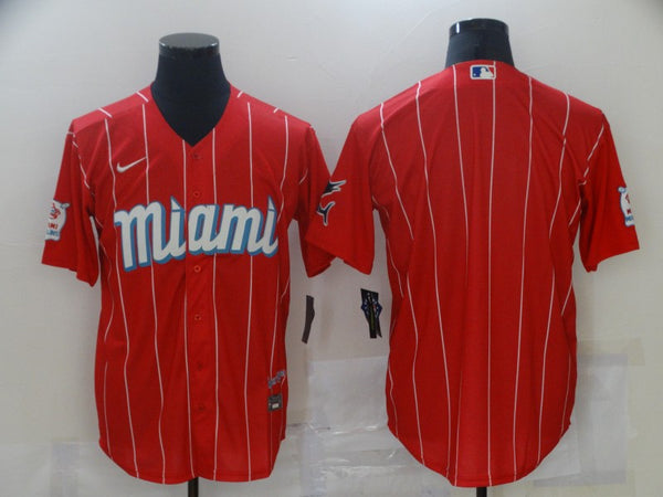 Men's Miami Marlins Red City Connect Replica Blank Jersey