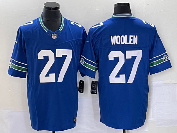 Men's Seattle Seahawks Tariq Woolen #27 Royal Throwback Legend Player Jersey