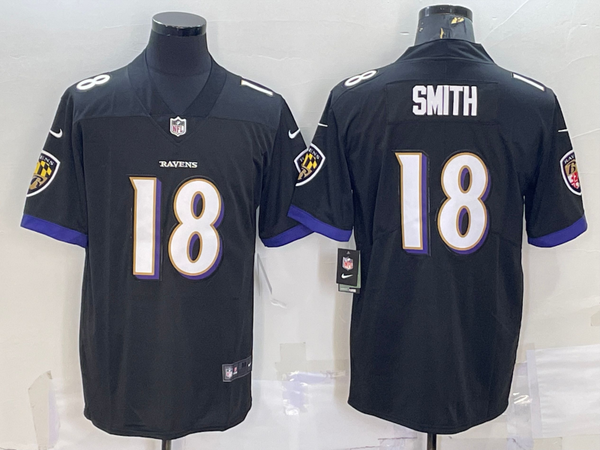 Men's Baltimore Ravens Roquan Smith #18 Black Game Jersey